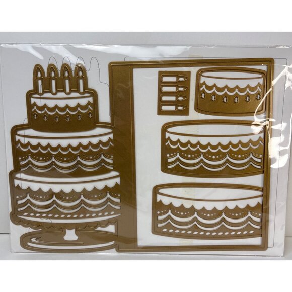 Anna Griffin Jacket Card Dies Celebrations Cake Design Metal Cutting Dies - Picture 12 of 16